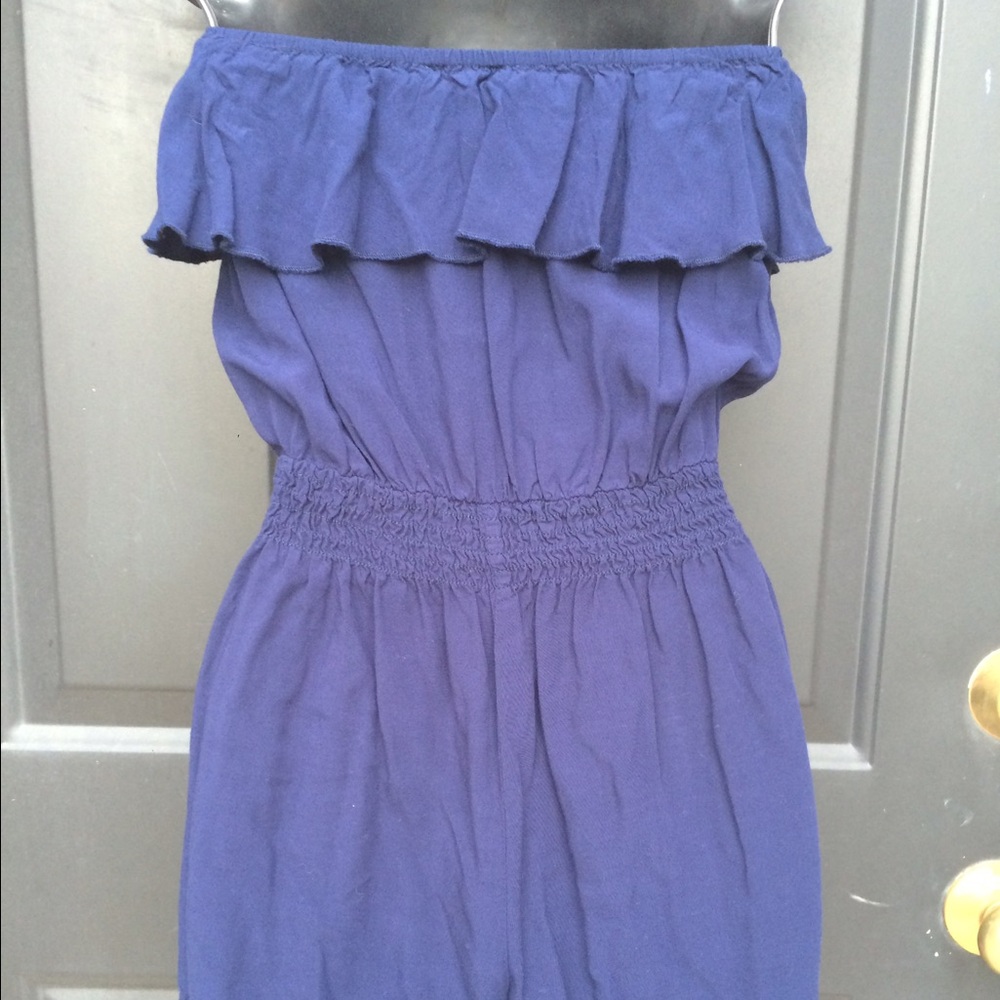 Navy Blue Ruffle Romper - Picture 4 of 4